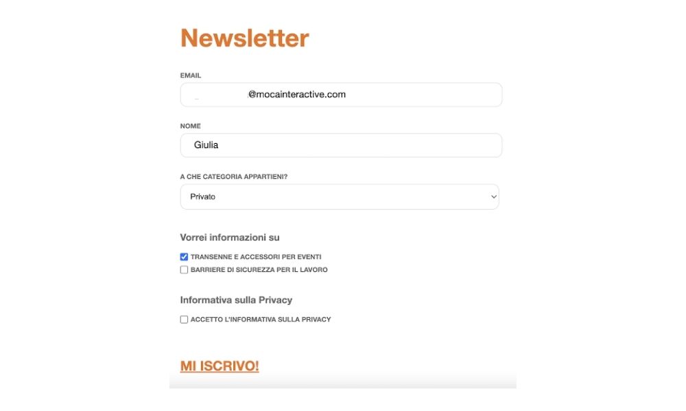 Modulo di iscrizione